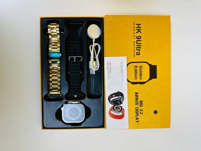 Best smartwatch HK 9Ultra Smartwatch Golden Edition (Dual Straps) – Black Color