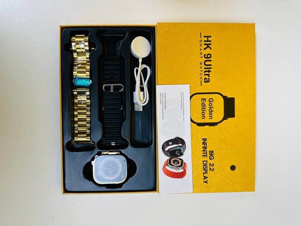 Best smartwatch HK 9Ultra Smartwatch Golden Edition (Dual Straps) – Black Color