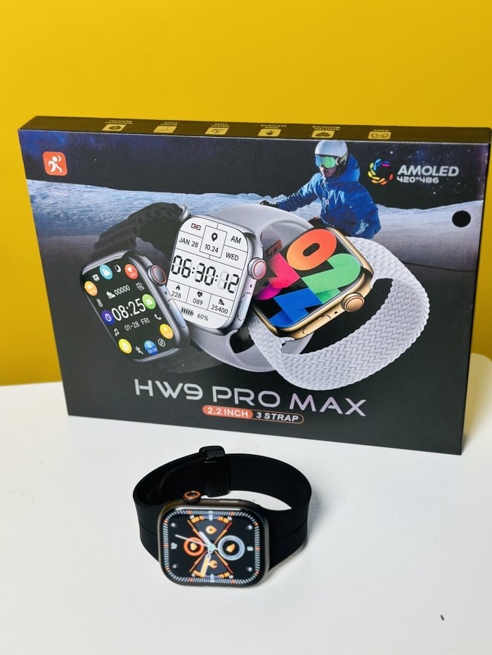 HW9 Pro Max Smart Watch 3 Straps In 1 Black Color 8 scaled