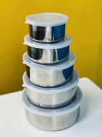 1015572 Stainless Steel Food Container Storage Box With Cover 5 In 1 Set (6)