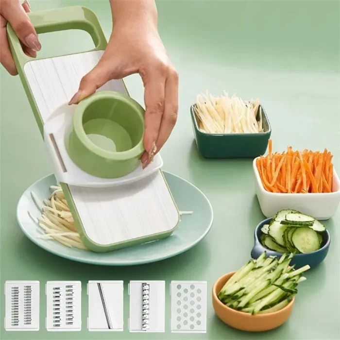 Kitchen 5 in 1 Stainless Steel Safe Multifunctional Manual Vegetable Slicer Cutter Potato Shredders Garlic Carrot Grater Chopper