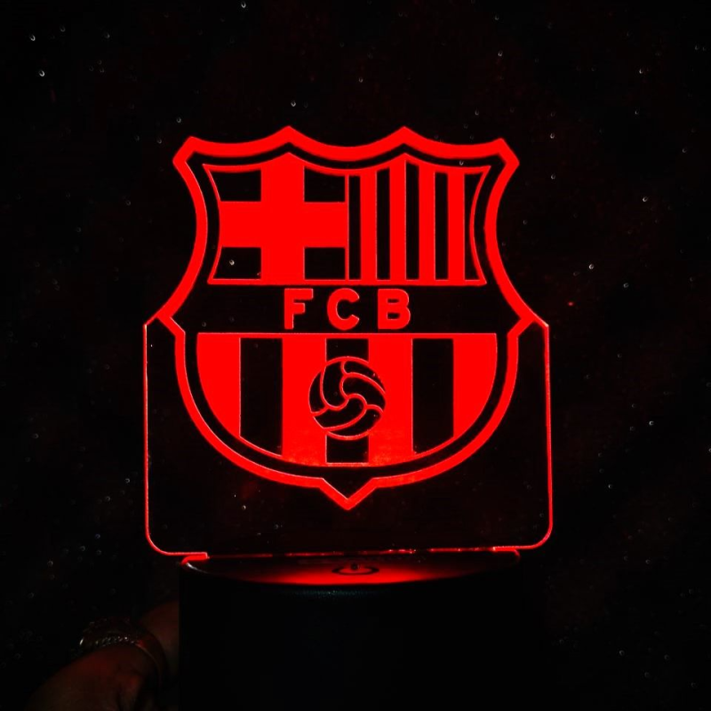 GearUP Acrylic Multicolor Night Lamp – FC Barcelona – White