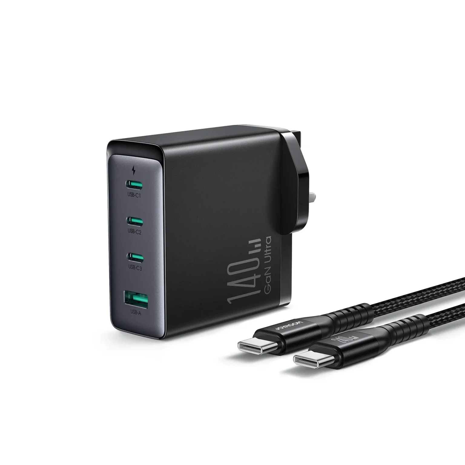 Joyroom 140W GaN Ultra Fast Charger JR-TCG05 (C to C 1.2m Cable Included) – 3 Pin Joyroom 140W GaN Ultra Fast Charger JR-TCG05 (C to C 1.2m Cable Included) – 3 Pin - Image 1