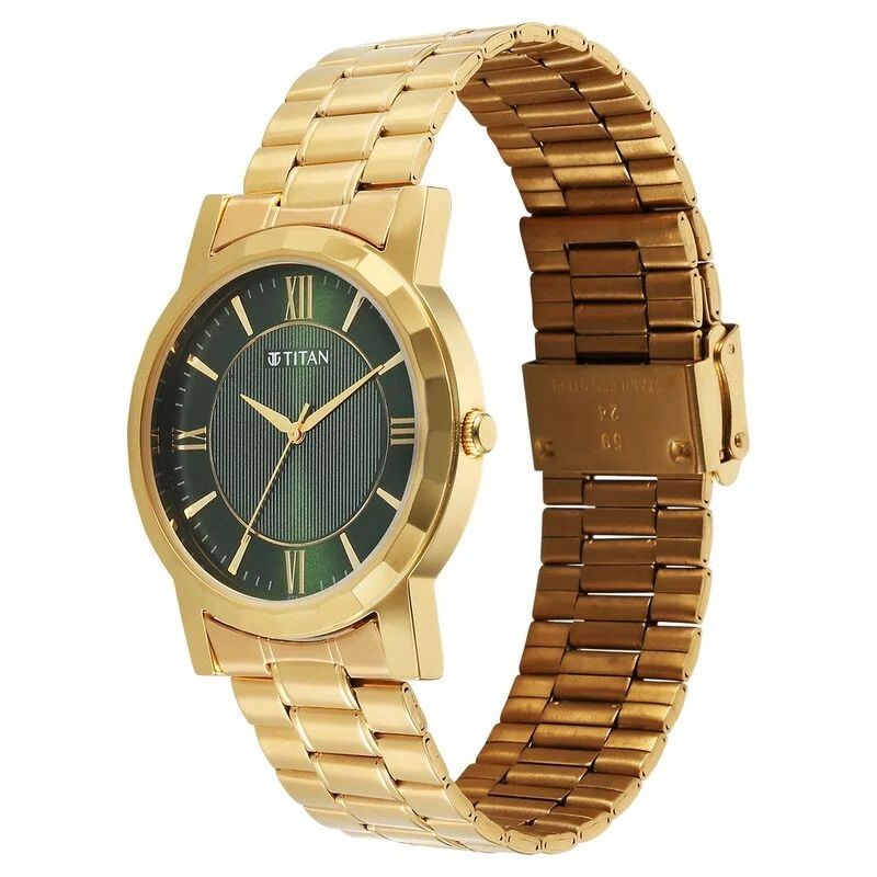 Titan Karishma Zing Quartz Analog Green Dial Stainless Steel Strap Watch For Men (1644YM05) - Image 4